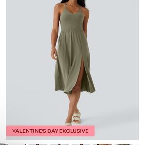 HALARA Olive Midi Dress with Slit